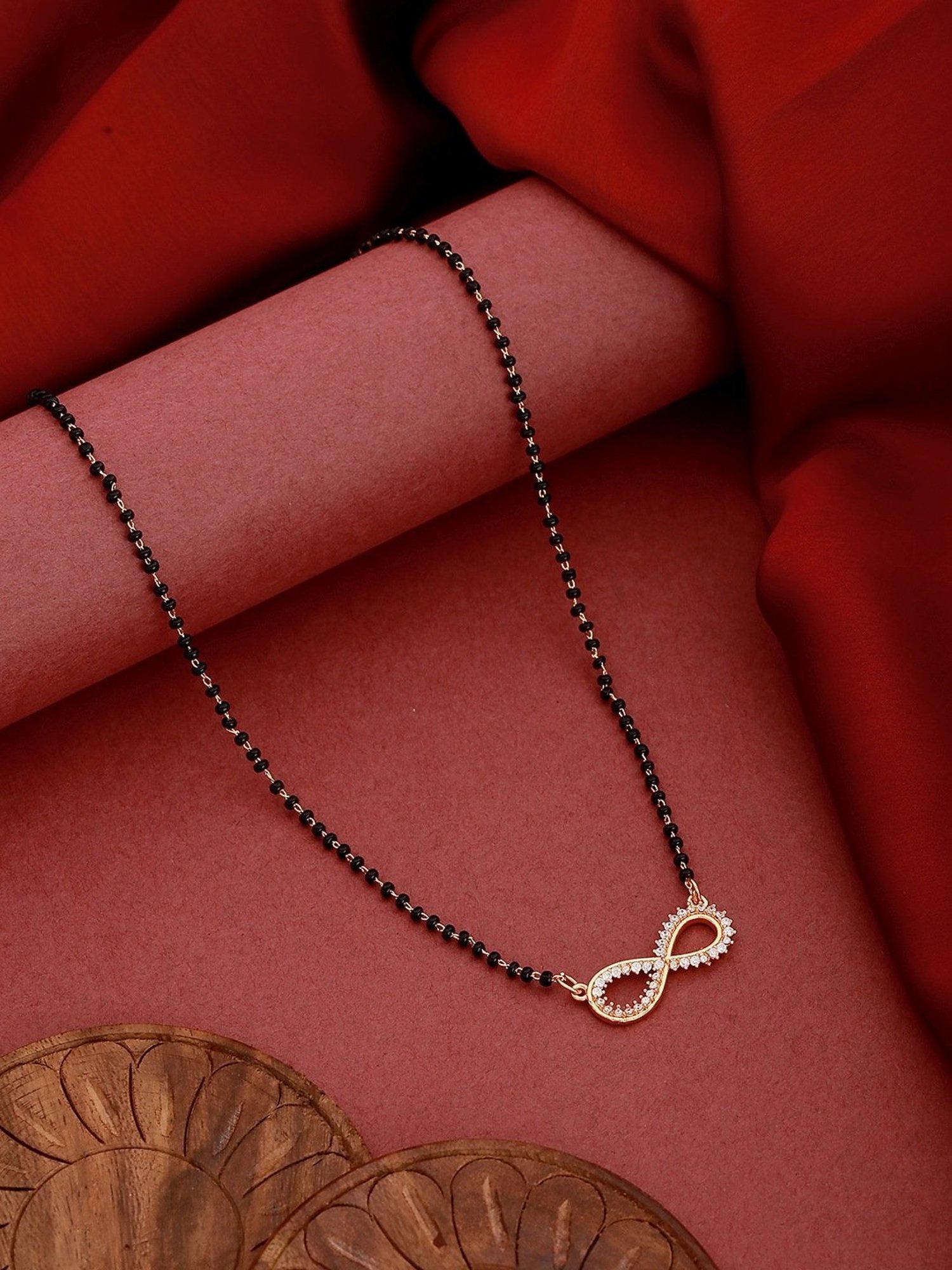 Aatmana Beaded & CZ-Studded Black Mangalsutra for Women