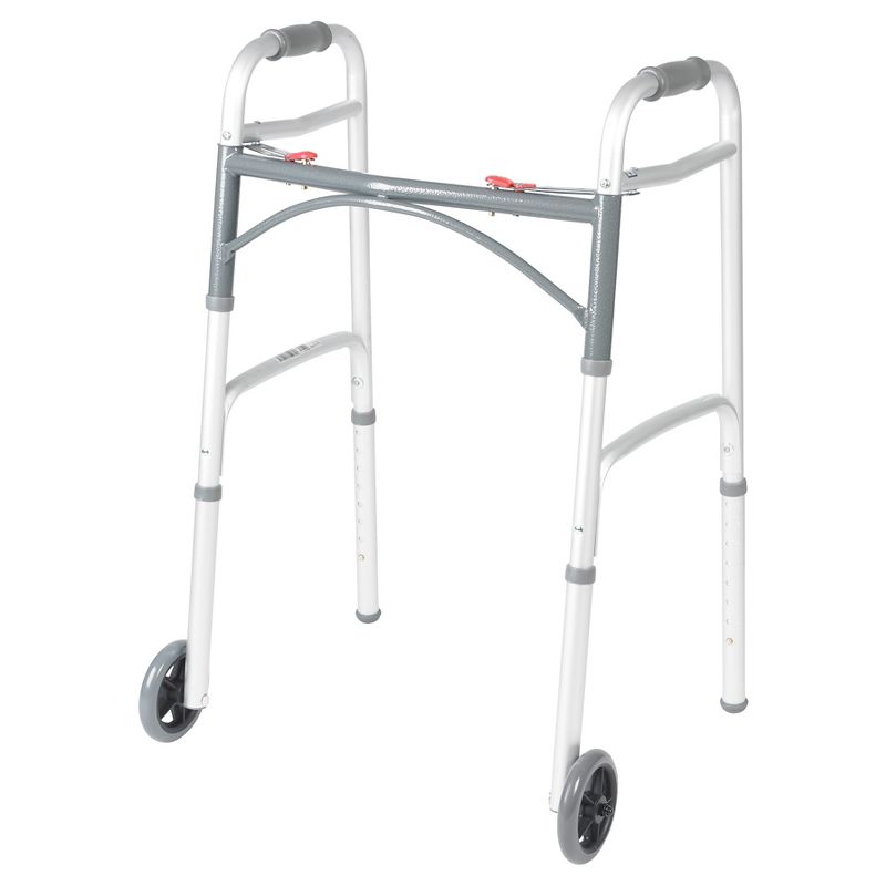 Drive Medical Deluxe Two Button Folding Walker with 5" Wheels