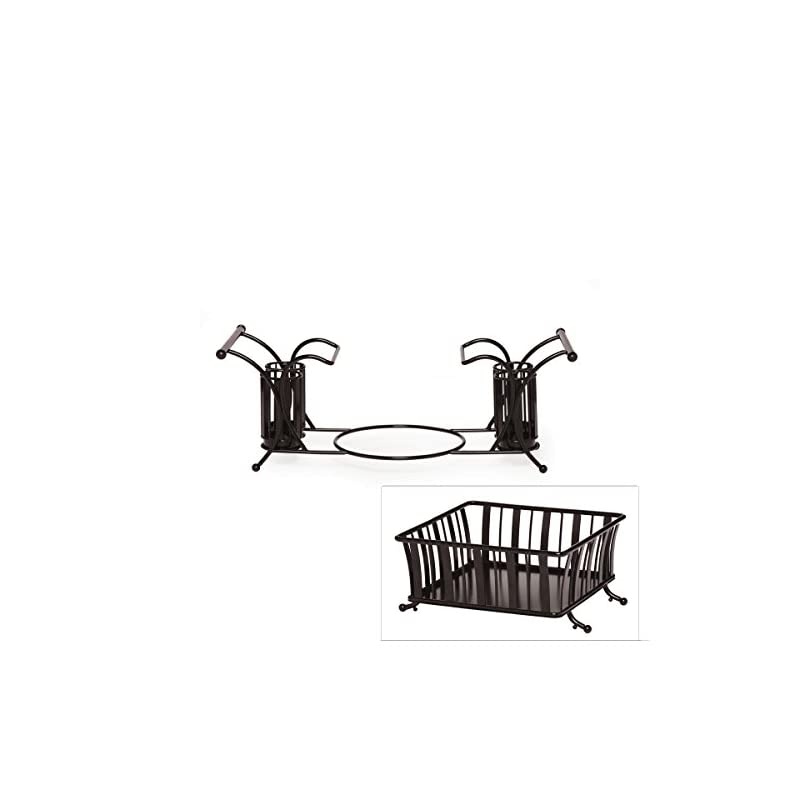 Band and Stripe Metal Hostess Flatware Napkin and Plate Tabletop Buffet Picnic Caddy