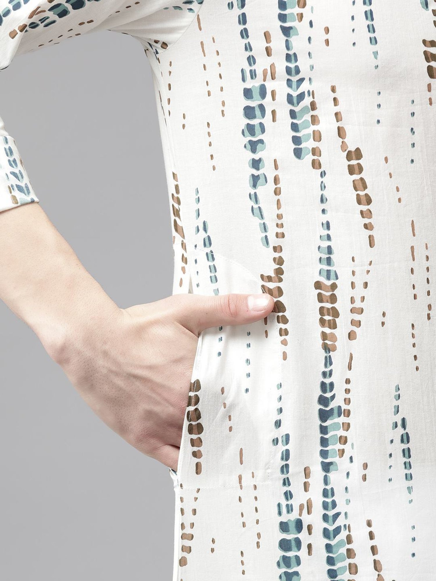 See Designs White Cotton Regular Fit Printed Kurta Bottom Set