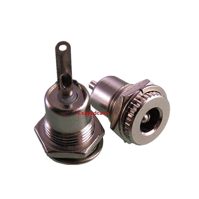 10Pack 5.5 x 2.1 MM 8A-10A DC Power Jack Socket Threaded Female Mount Connector Adapter with Dustproof Plug