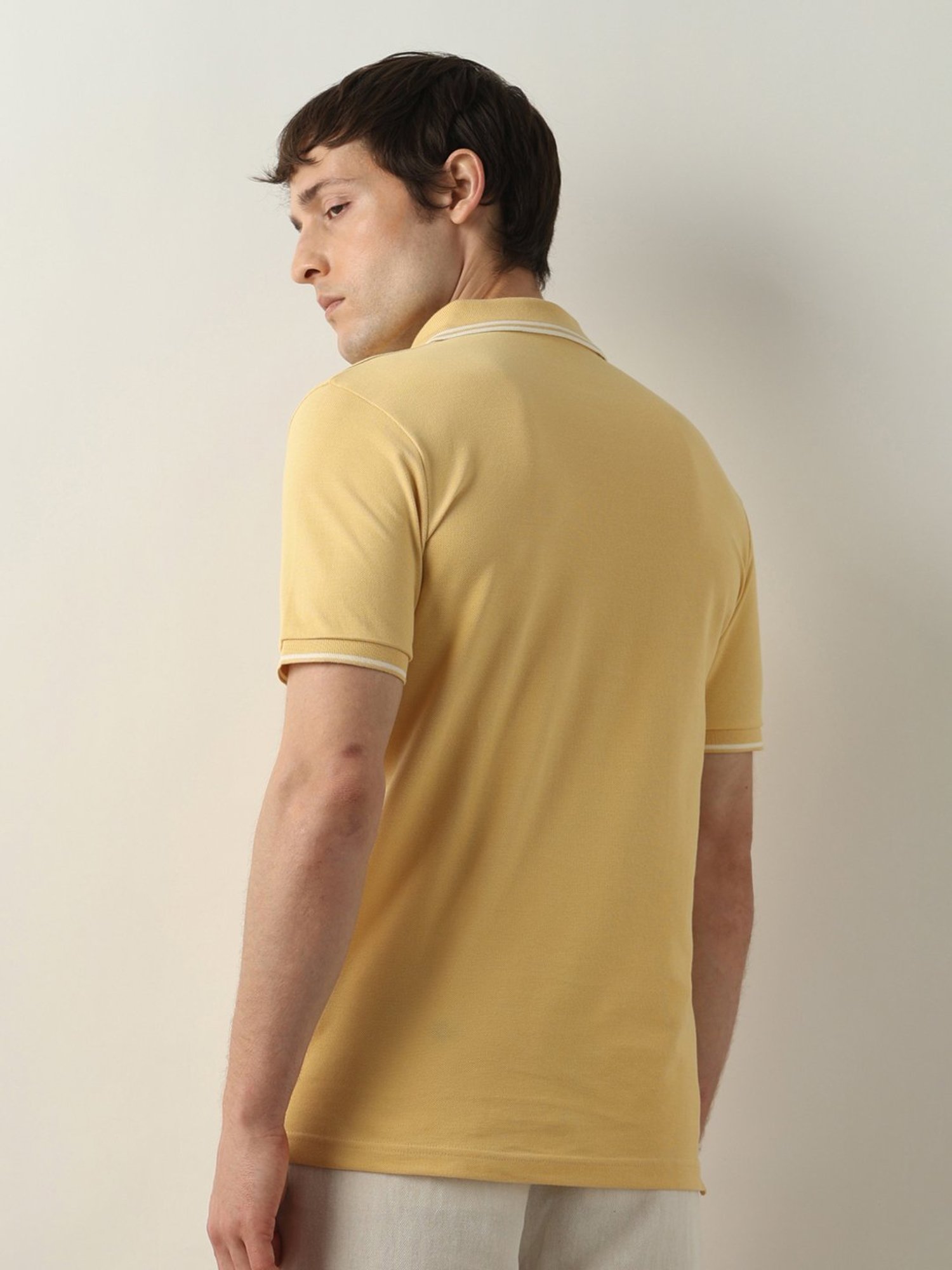 SELECTED HOMME Yellow Slim Fit Cotton Polo T-Shirt