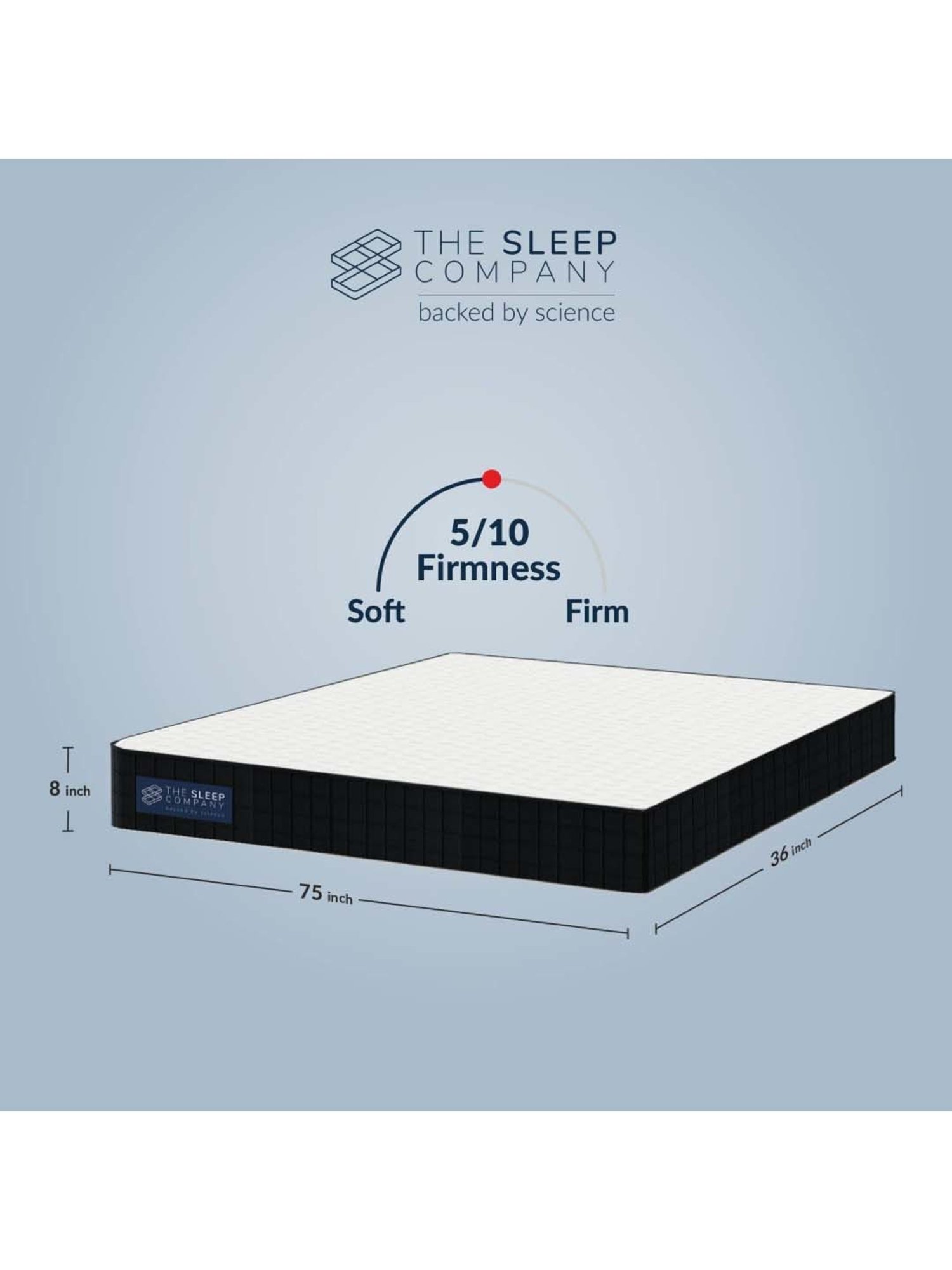 The Sleep Company SmartGRID White Viscose Luxe Hybrid Mattress - Single Size (75 in. L x 36 in.W)