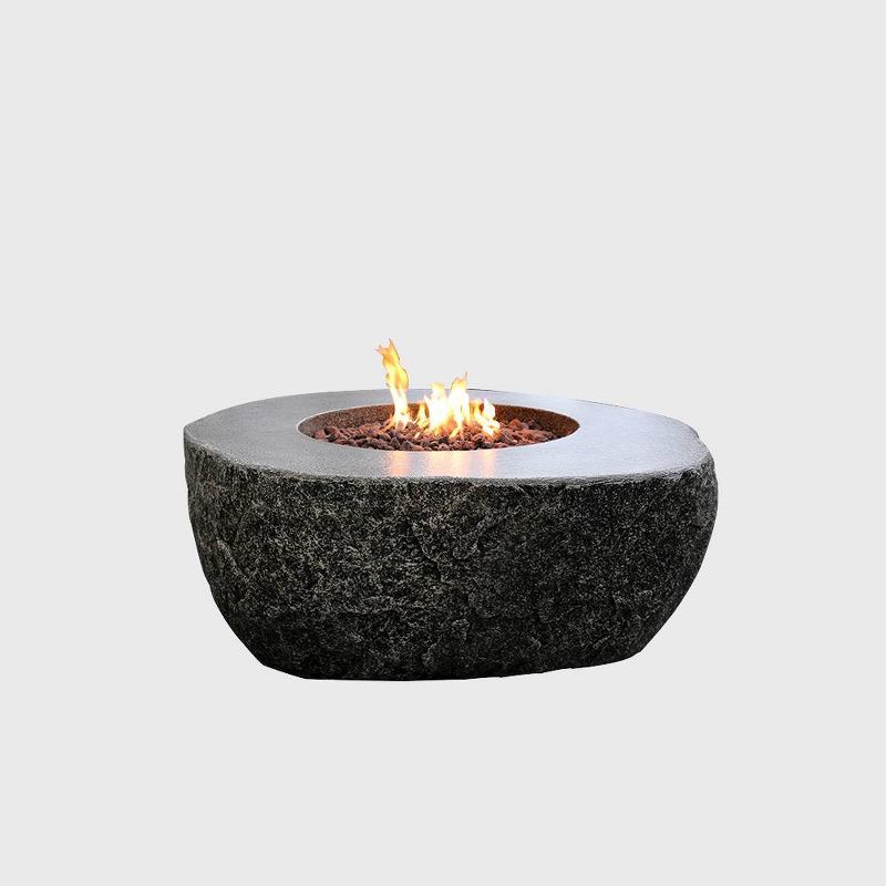 Fiery Rock Glass Concrete Propane Fire Table - Graphite - Elementi