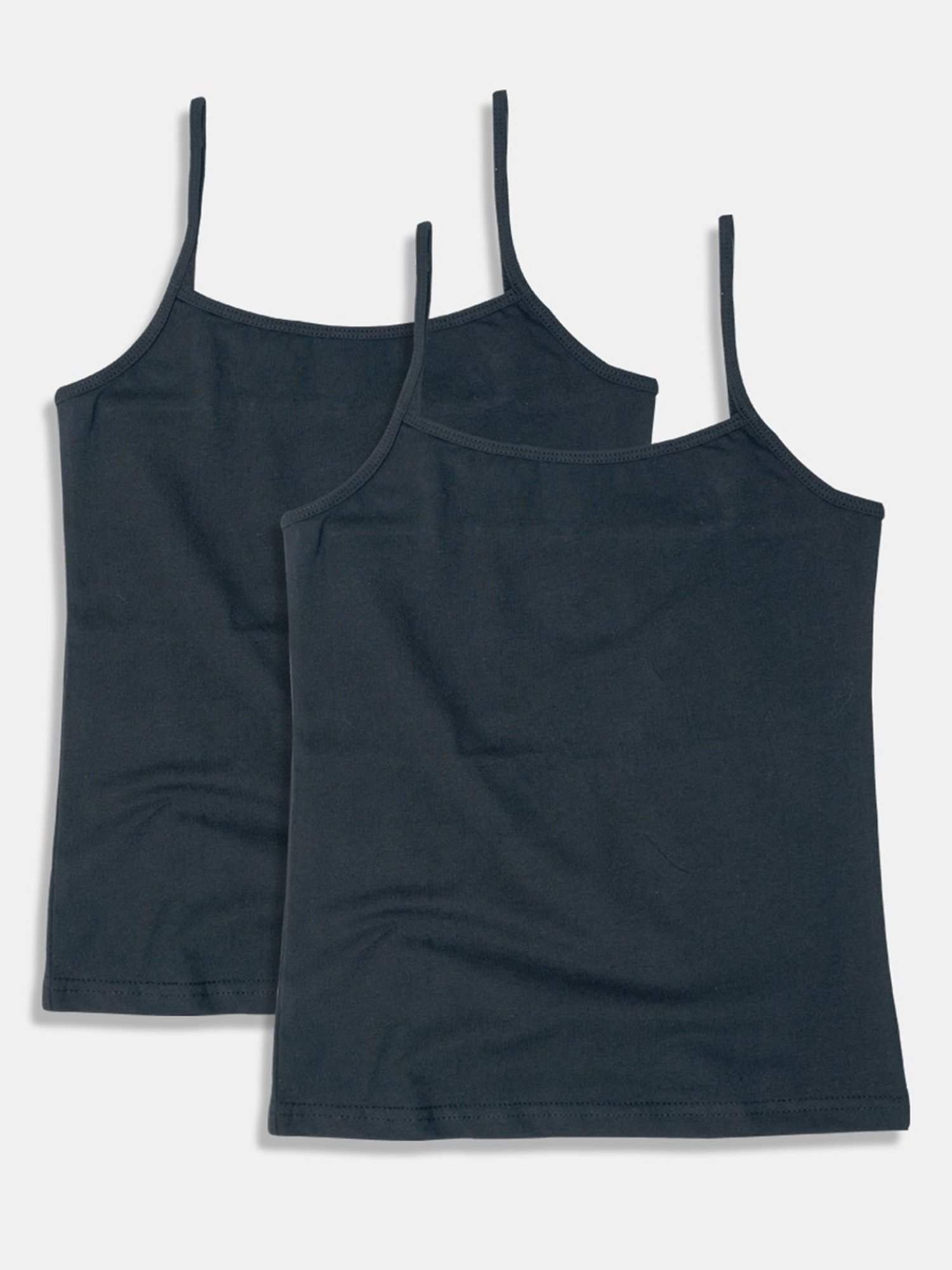 Sillysally Kids Black Solid Camisole (Pack of 2)