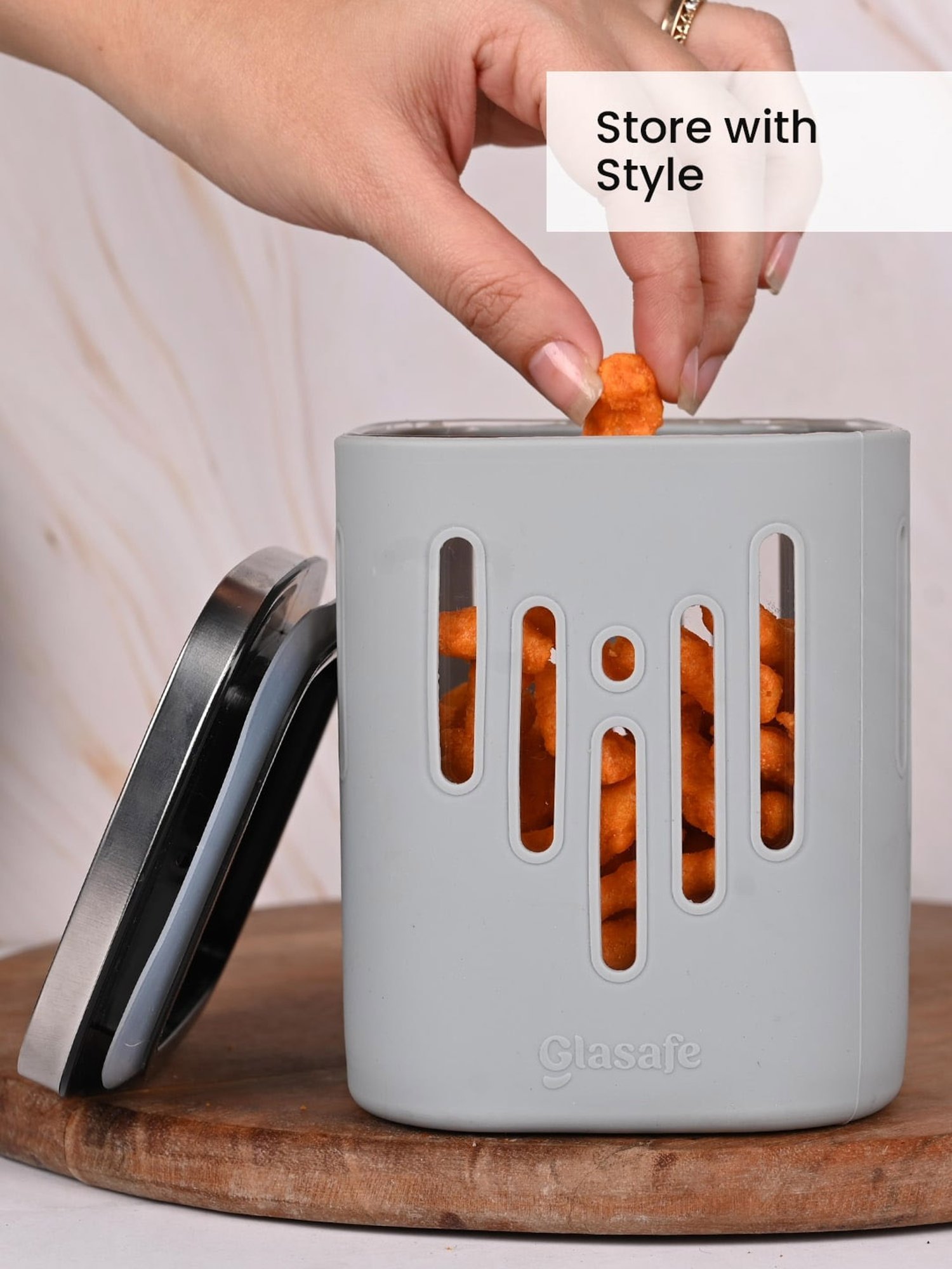 Glasafe 'O' Grip Multicolor Borosilicate Containers - Set of 3 (900ml)