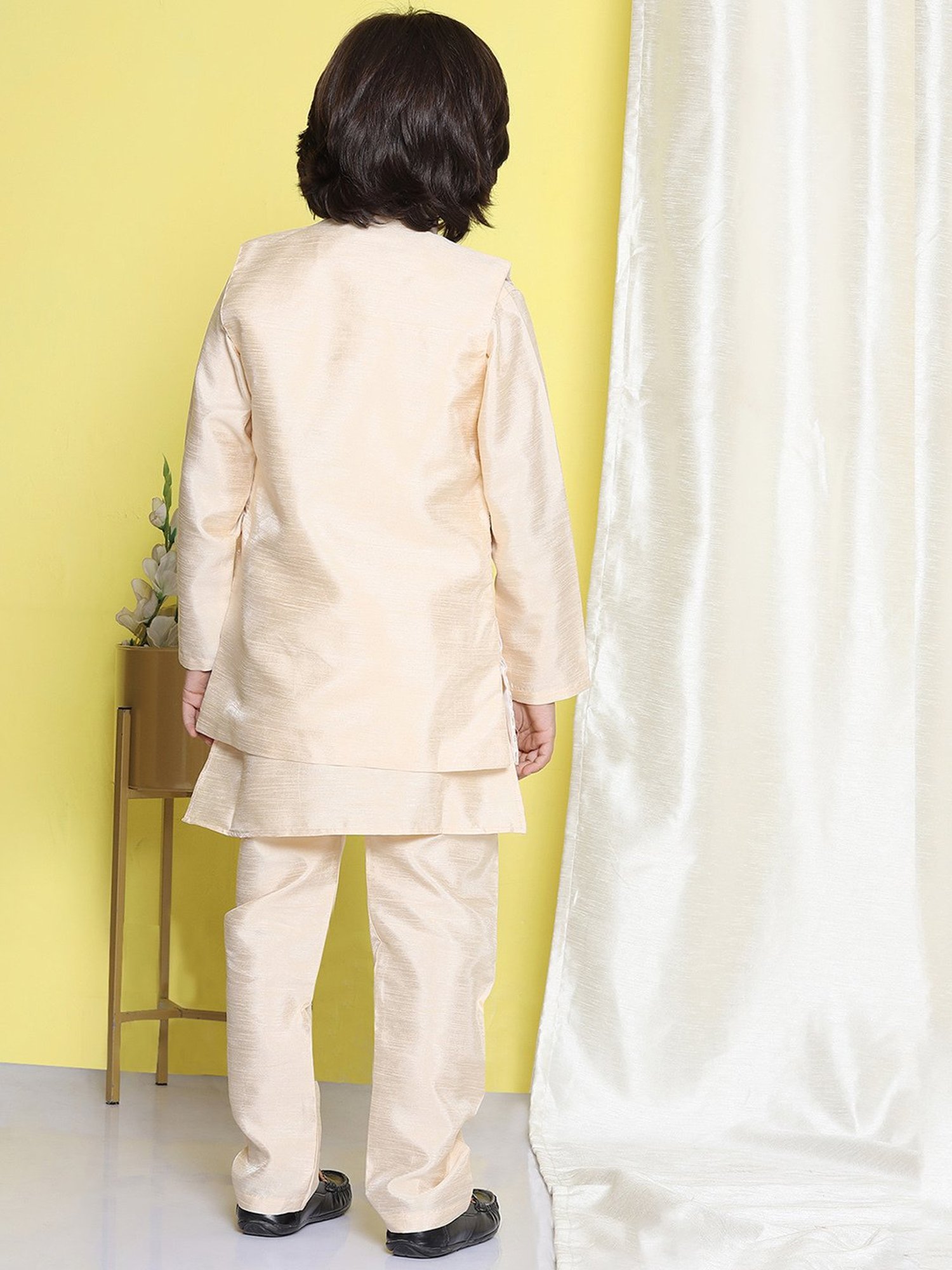 AJ Dezines Kids Black Embellished Full Sleeves Sherwani with Pants