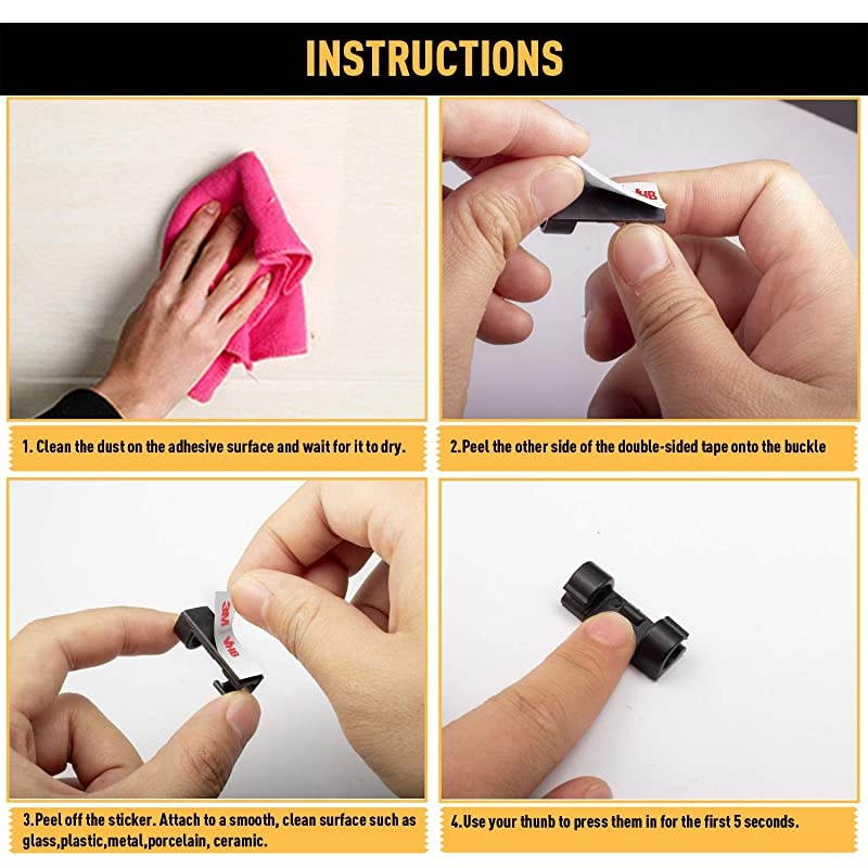 Cable Clips with Strong SelfAdhesive  Cable Management TV PC Wire Holder Sticky Tidy and Organise Cords and Wires 40 Pcs Black