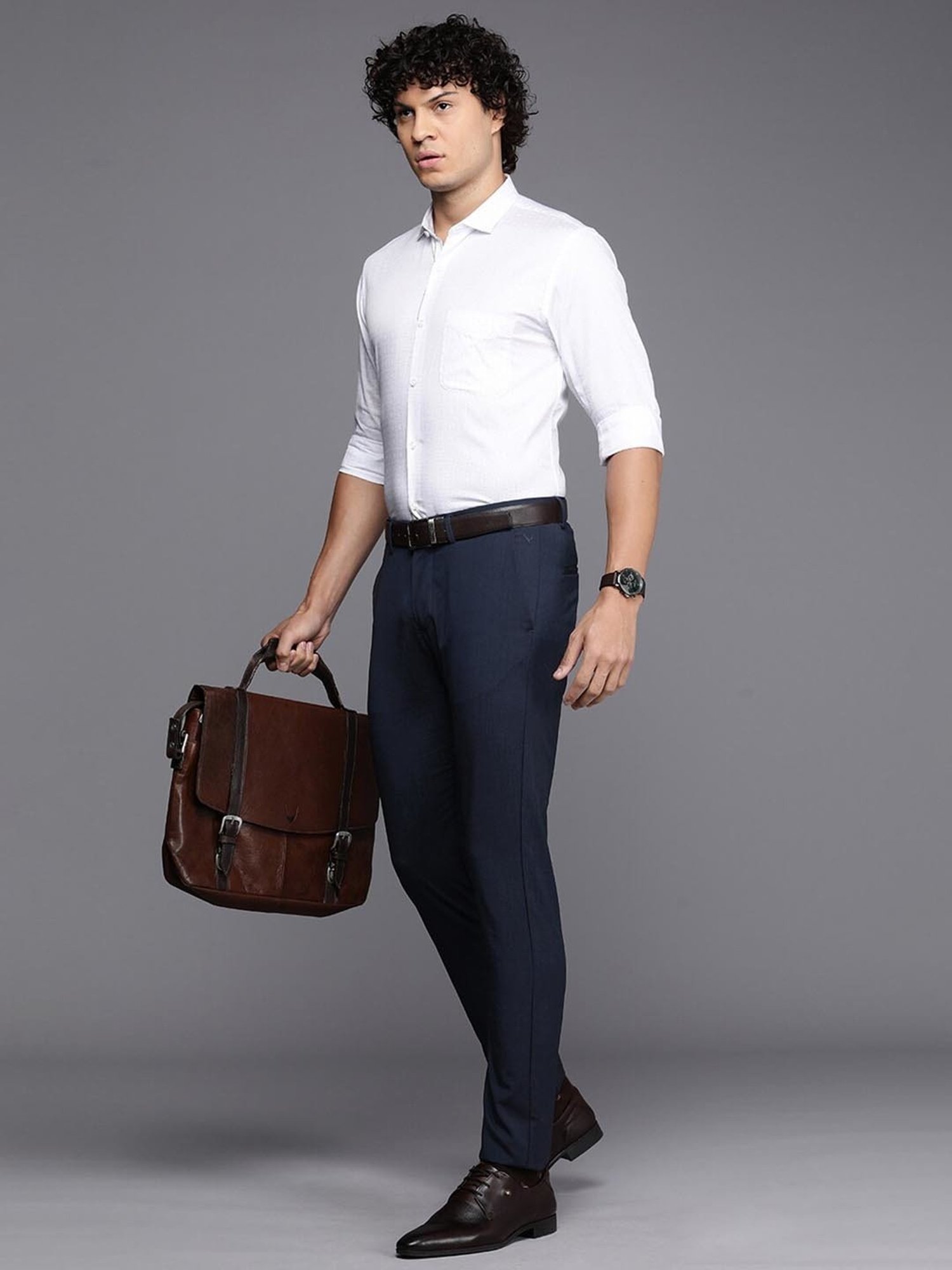 Allen Solly Navy Slim Fit Trousers