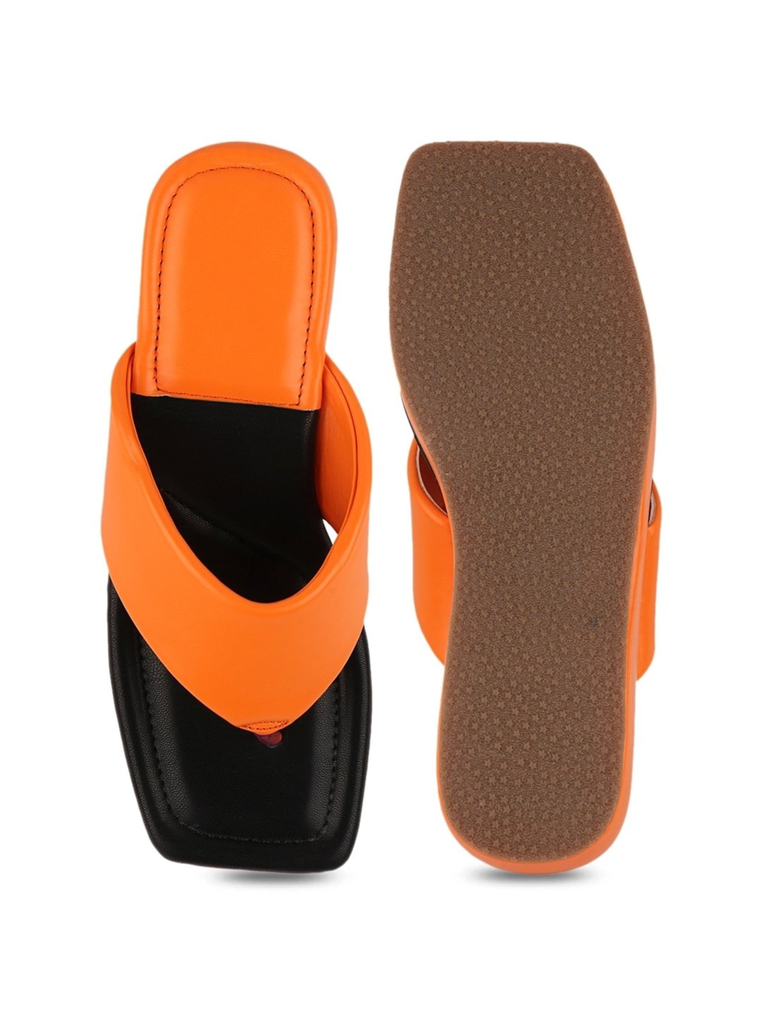 The White Pole Women's Orange Thong Wedges