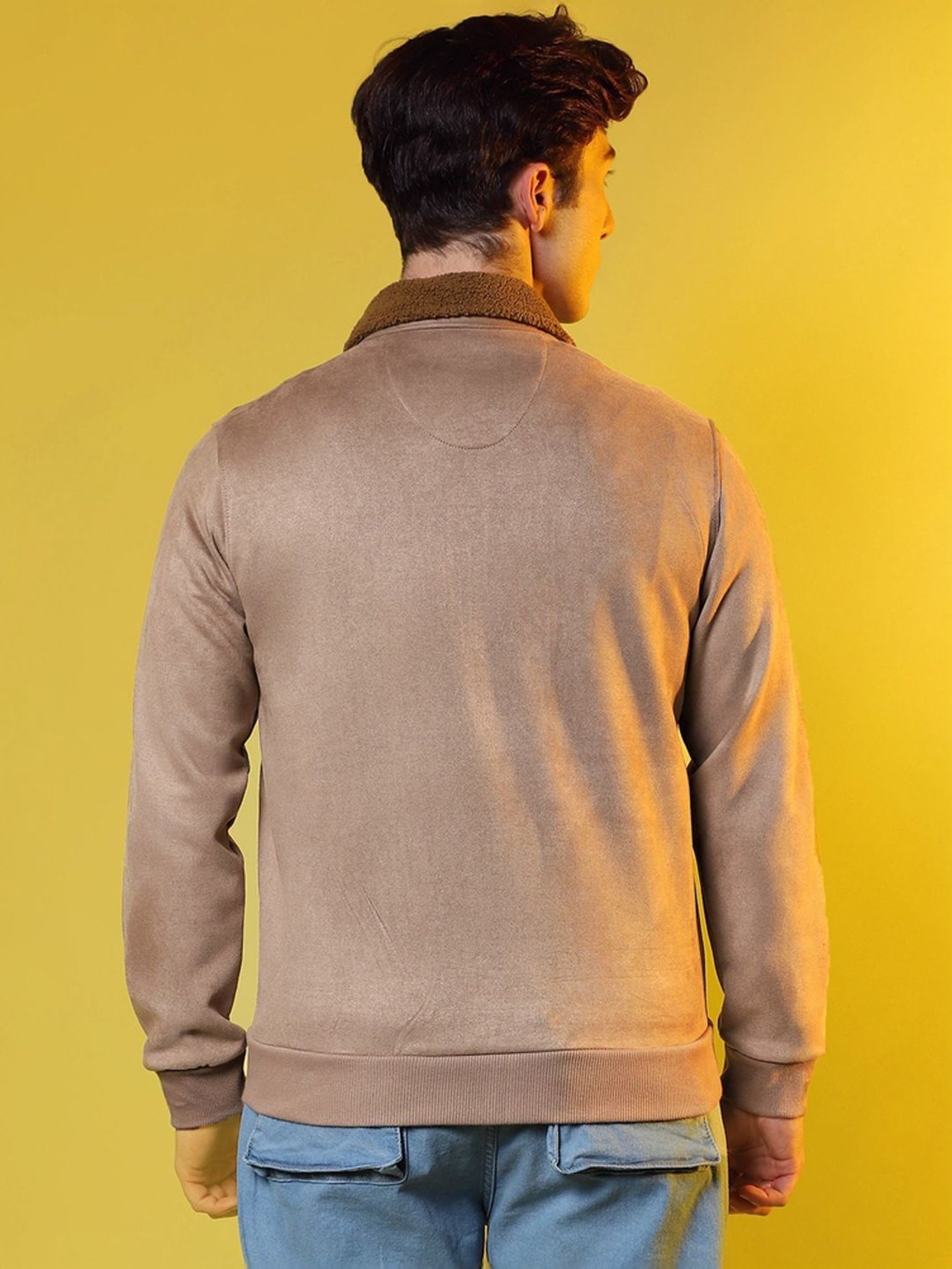 Campus Sutra Beige Regular Fit Jacket