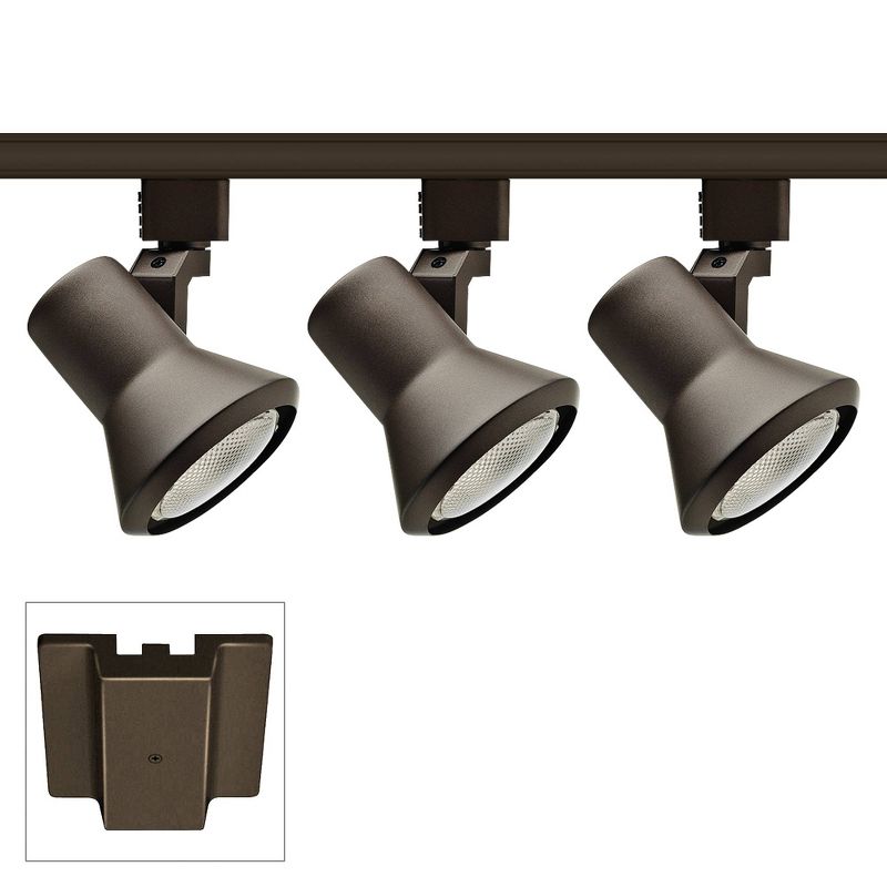 Juno 3-Light Bronze Flared Head Floating Canopy Track Kit