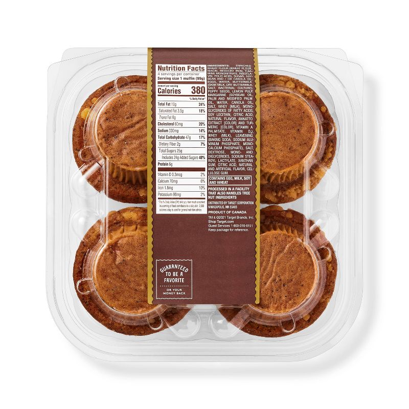 Lemon Poppy Seed Muffins - 14oz/4ct - Favorite Day™