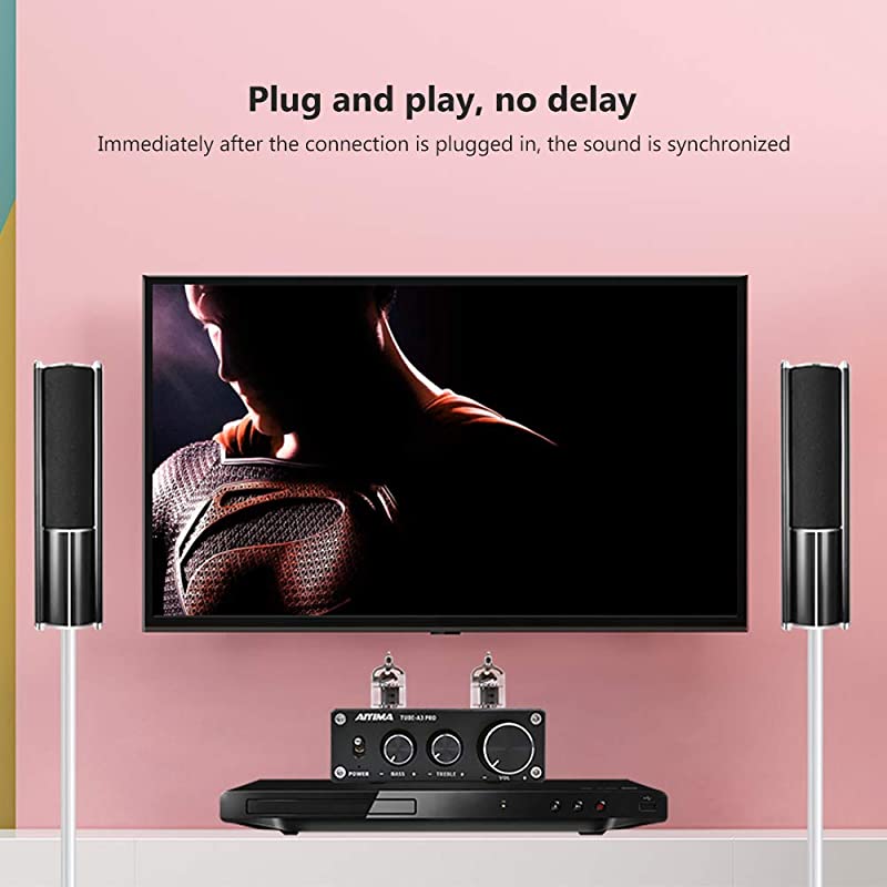 Audio 6J1 Tube Preamplifier Bluetooth 50 HiFi Treble Bass Adjustment Audio Preamplifier DC12V Amplifier Preamp NE5532P Chips for Home Theater SystemBlack+BT 50