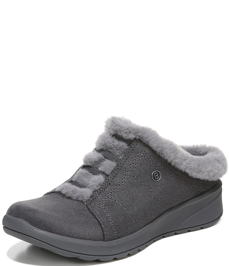 Bzees Golden Cozy Washable Slip-On Stretch Fabric Faux Fur Mules