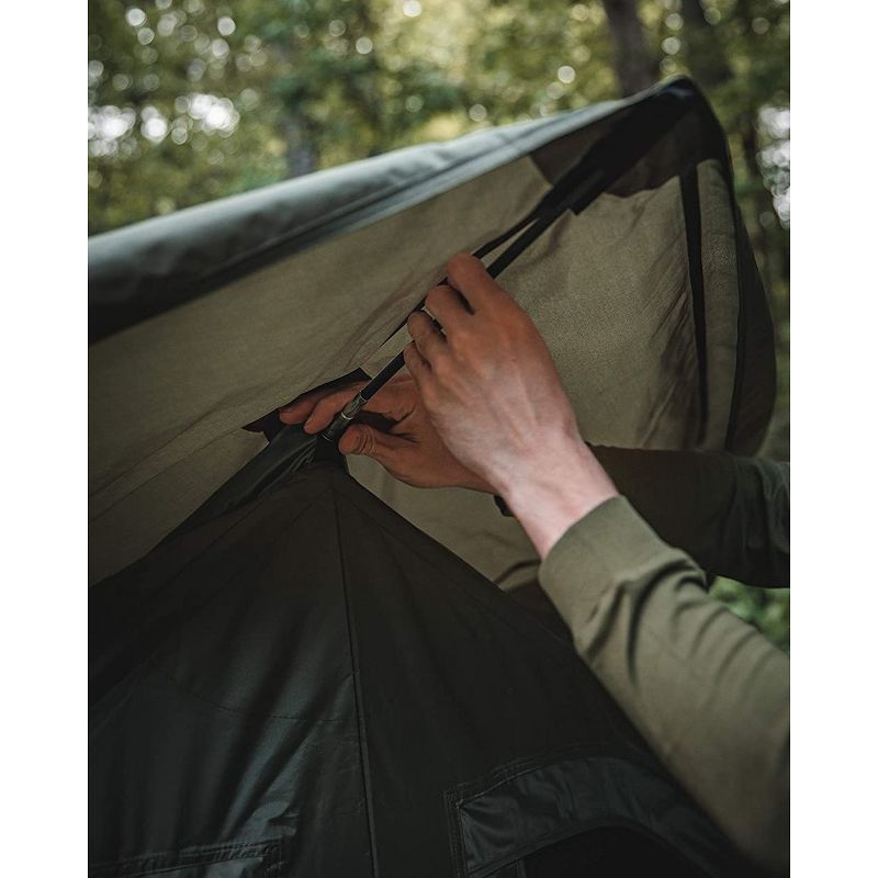 Gazelle GT400GR T4 Family 4 Person Capacity Portable Instant Pop Up Outdoor Shelter Camping Hub Tent with 2 Doors and 6 Windows, Green