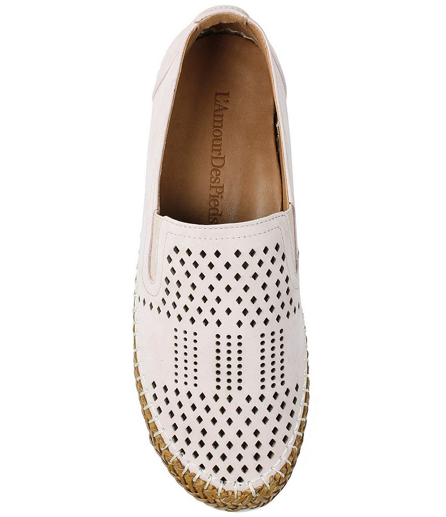 L'Amour Des Pieds Perforated Suede Stazzema Flatform Slip-Ons