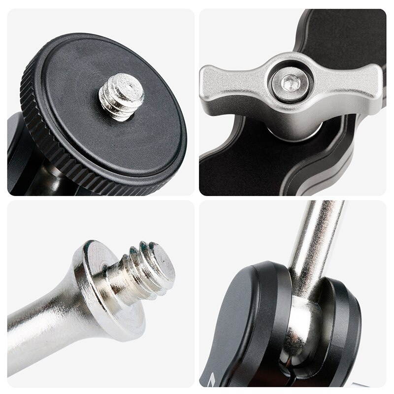 UURig R002 Tripod Magic Arm with Dual Ballhead Articulating 1/4'' Screw Universal Camera Video Monitor Mount Adapter