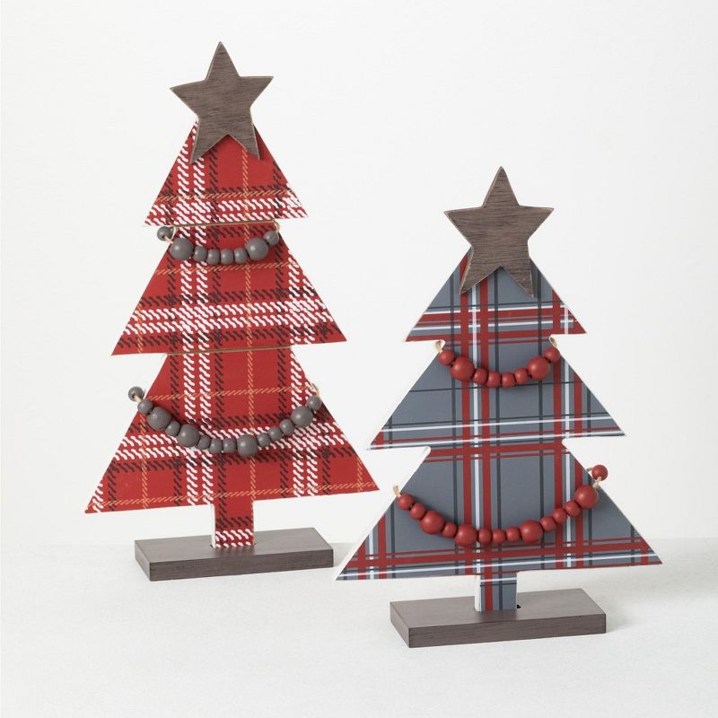Sullivans Wooden Tabletop Tree Set of 2, 17"H & 14"H Multicolored