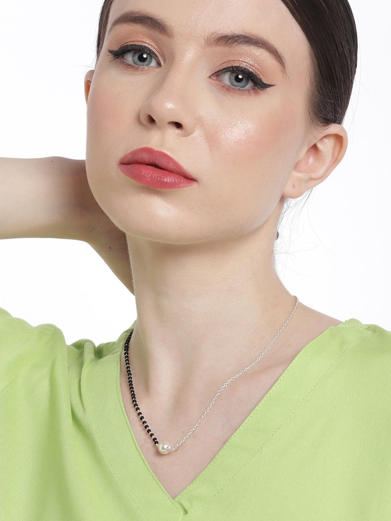 March by FableStreet 92.5 Sterling Silver Floral Mangalsutra for Women