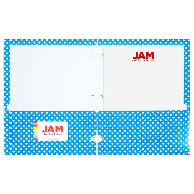 JAM Paper Glossy 3-Hole Punched 2-Pocket School Folders, Assorted Polka Dot 31237926