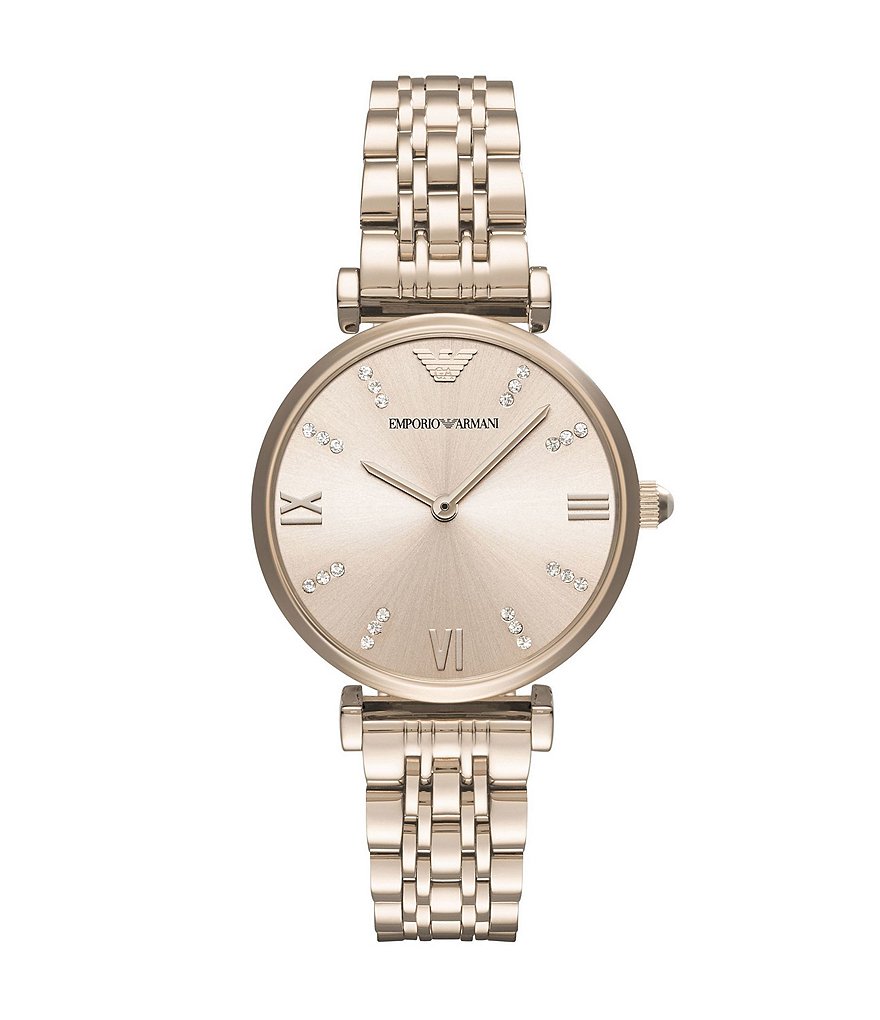 Emporio Armani Ladies Two-Hand Pastel Pink IP Stainless Steel Analog Watch