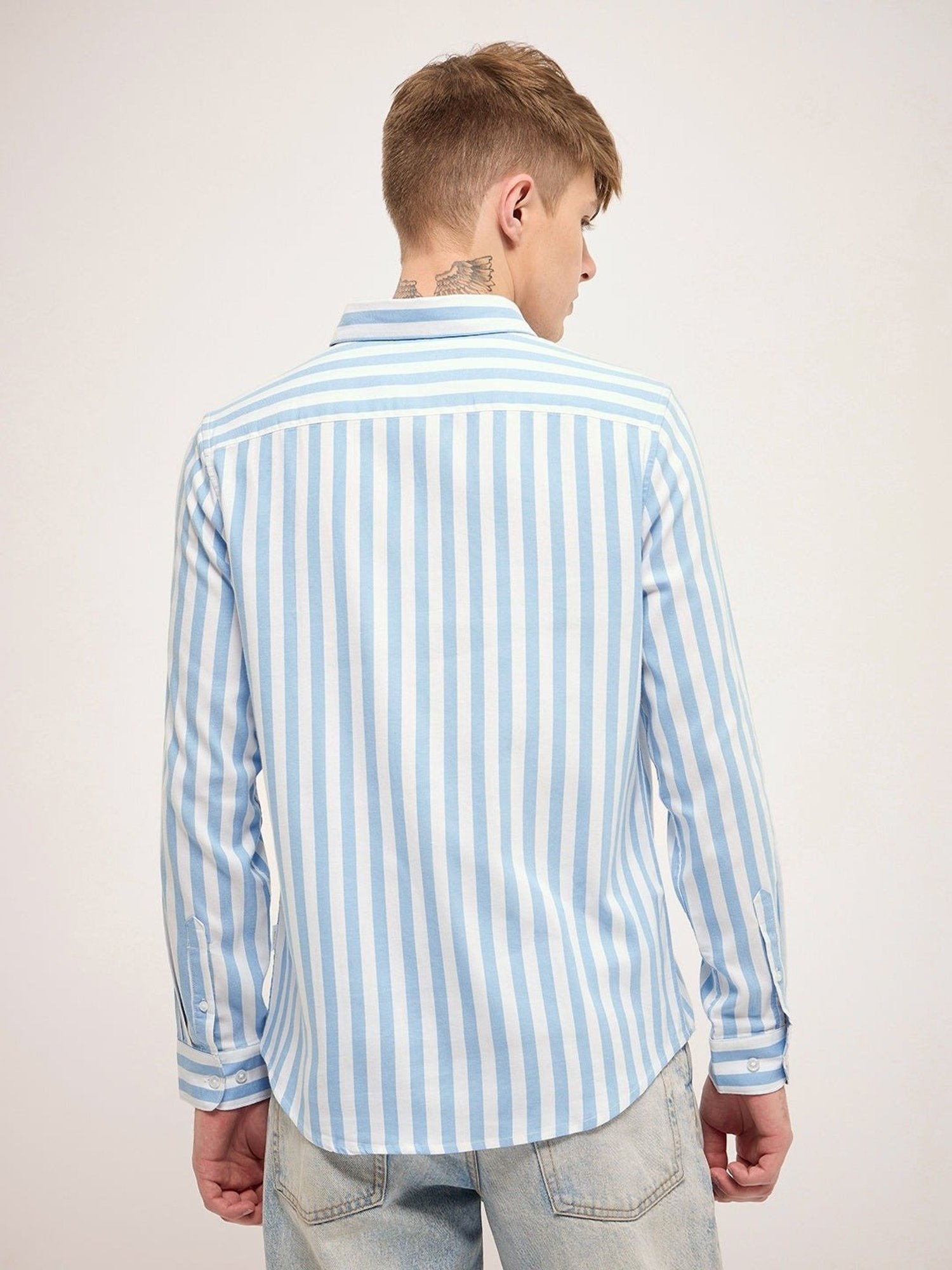 Kuons Avenue Cobalt Blue Slim Fit Denim Shirt