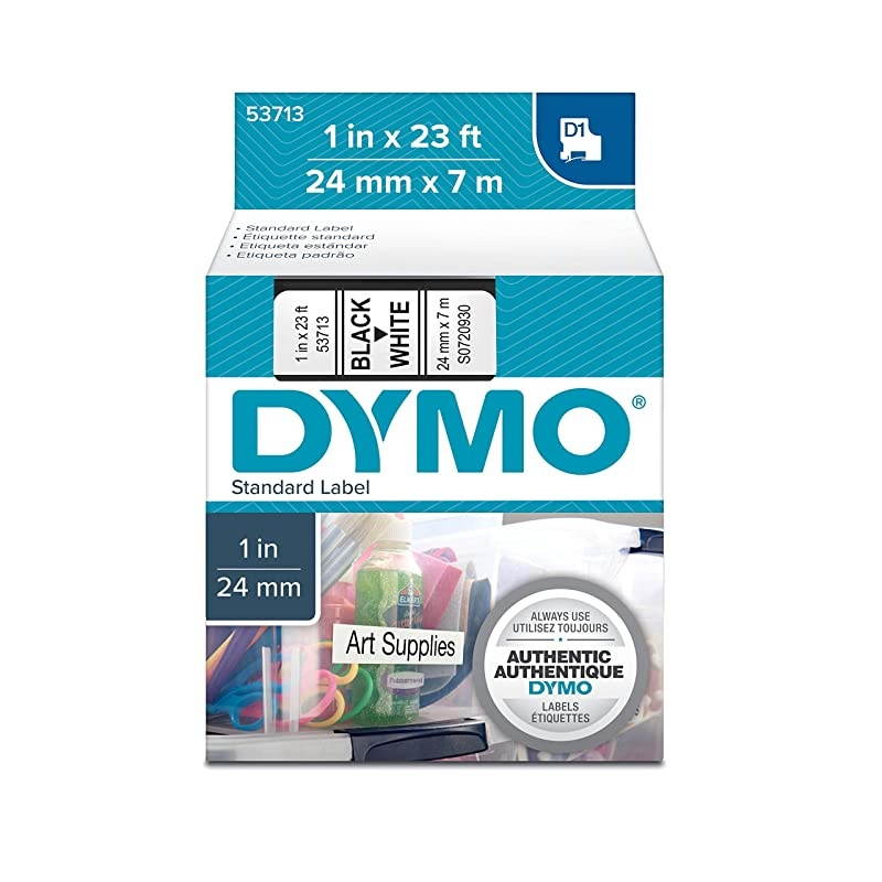 Authentic Standard D1 53713 Labeling Tape Black Print on White Tape 1 W x 23 L 1 Cartridge Package may vary