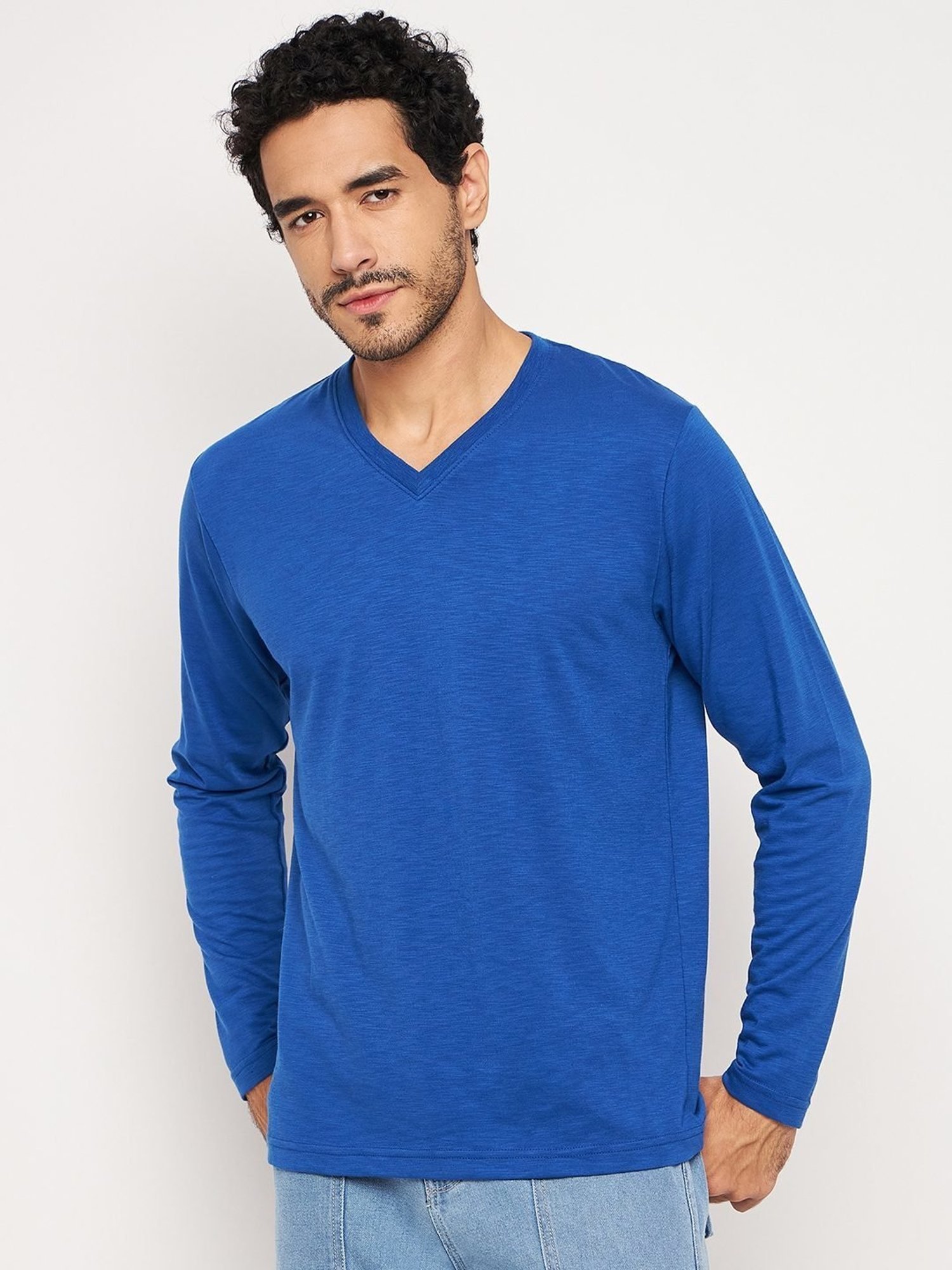 Club York Blue Cotton Regular Fit T-Shirt