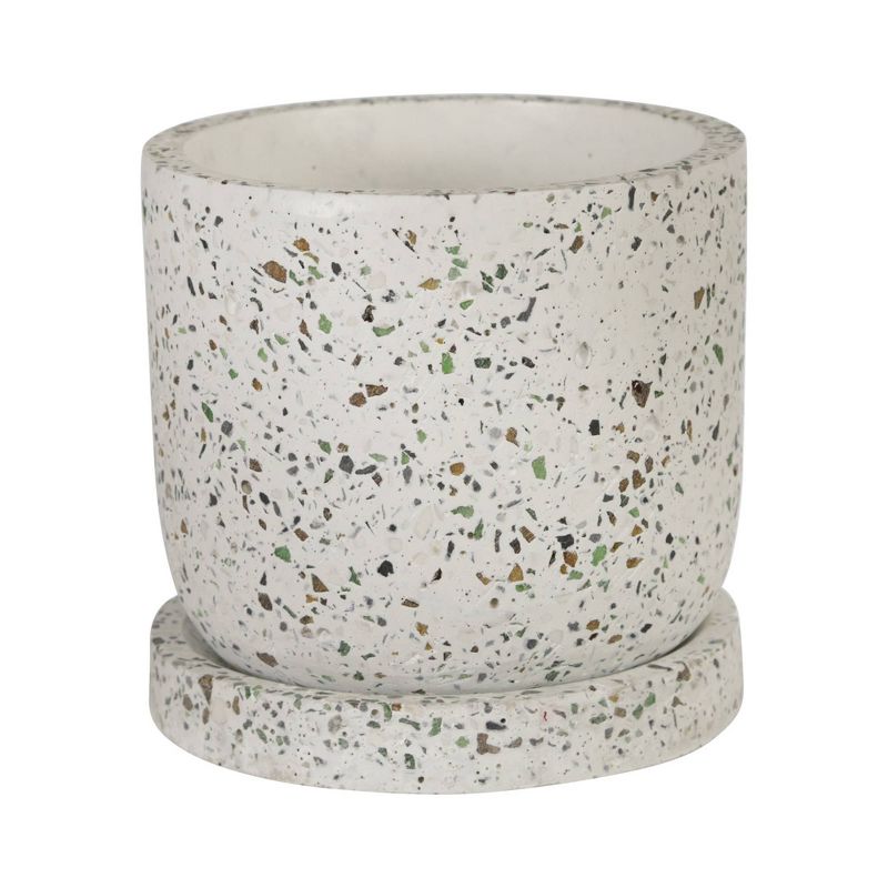 6" Terrazzo Textured Planter with Saucer White - Sagebrook Home