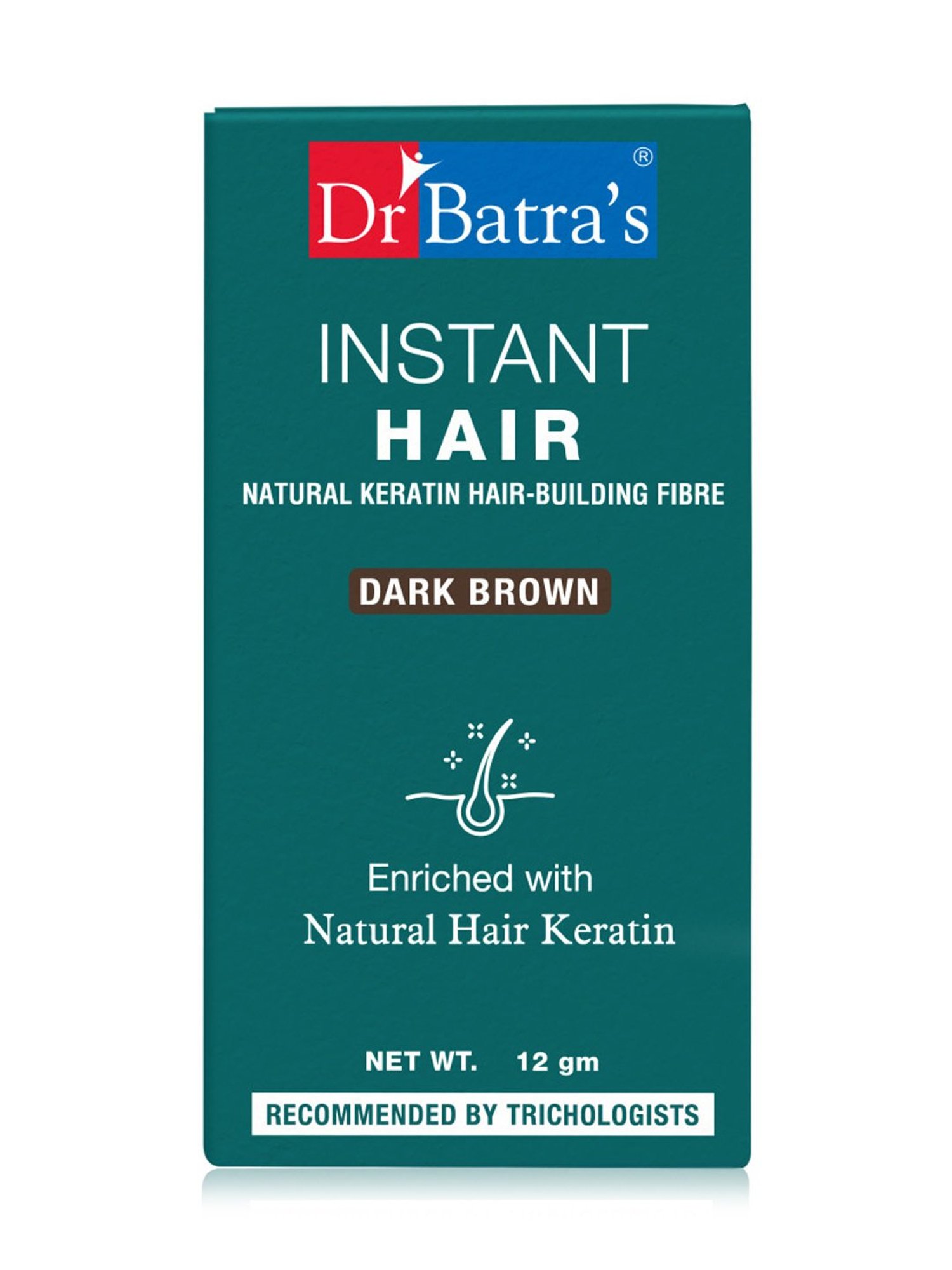 Dr. Batra's Instant Hair Natural Keratin Hair Building Fibre Dark Brown - 12 gm Each (Pack of 2)