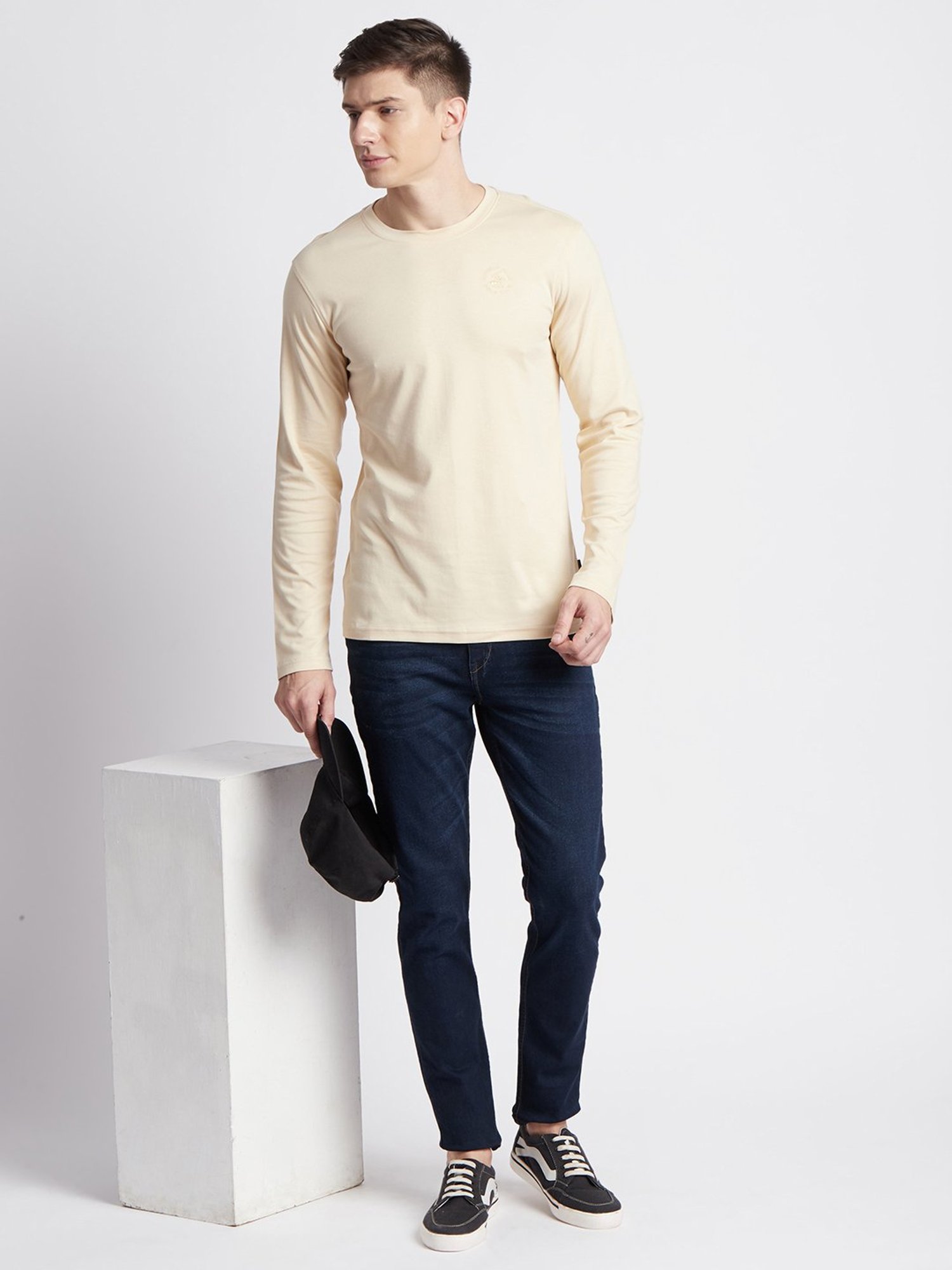 Beverly Hills Polo Club Cream Regular Fit Pure Cotton Crew T-Shirt