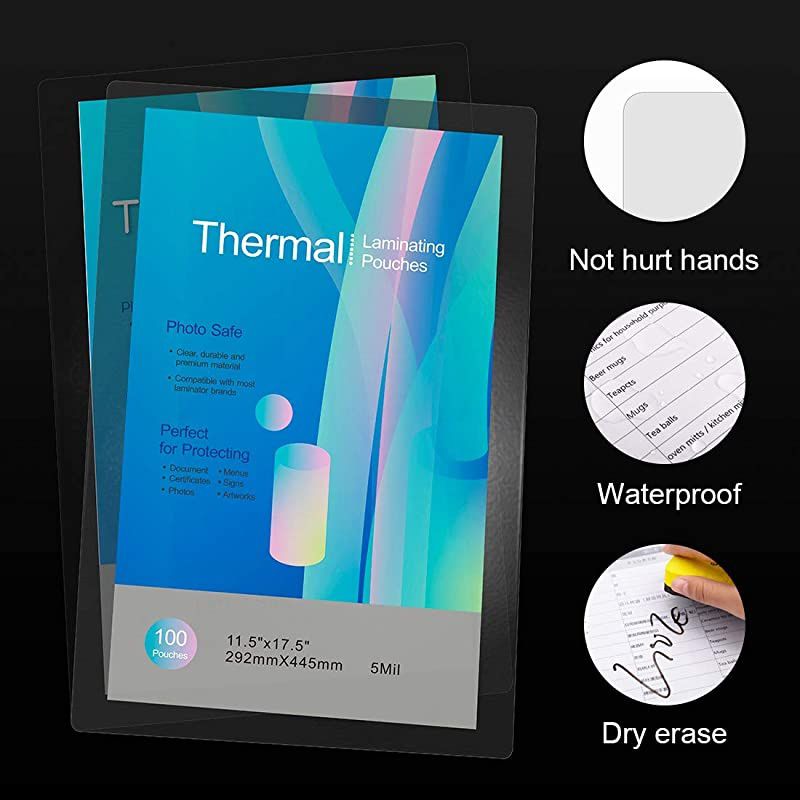 100 Pack Laminating Sheets 11 x 17 Inches Laminating Pouches 5 Mil Clear Thermal Laminating Pouches Lamination Sheet Paper for Laminator Round Corner