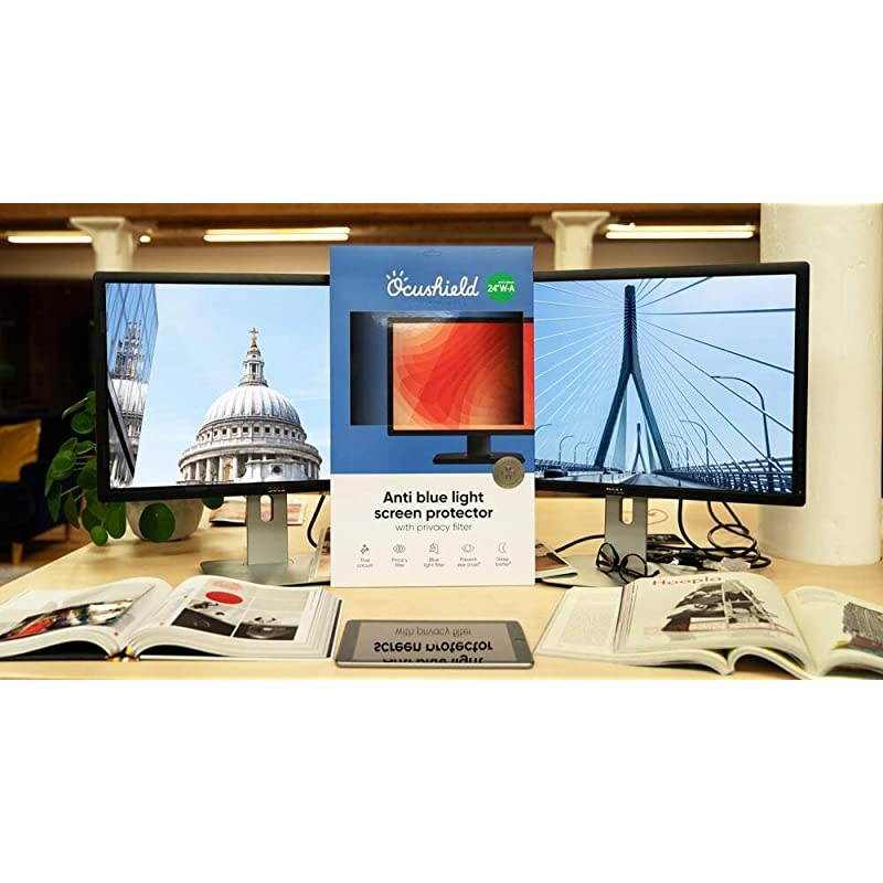 Anti Blue Light Screen Protector with Privacy Filter for Computer MonitorsPC Various Sizes to Protect Eyes Improve Sleep VDU Model 17 338 x 271