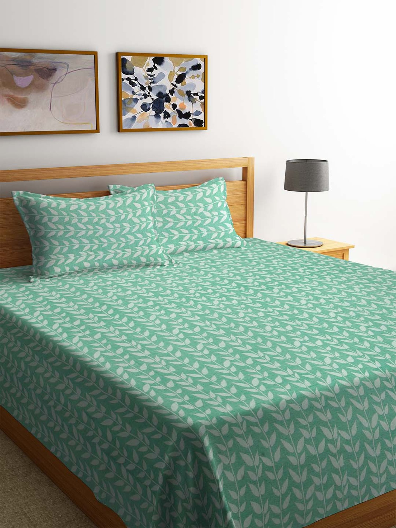 Klotthe Jacquard Collection Green 300 TC Bed Linen Set