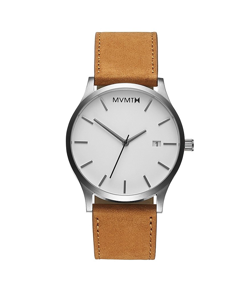 MVMT Men's Classic Collection Tan Quartz Analog Leather Strap Watch