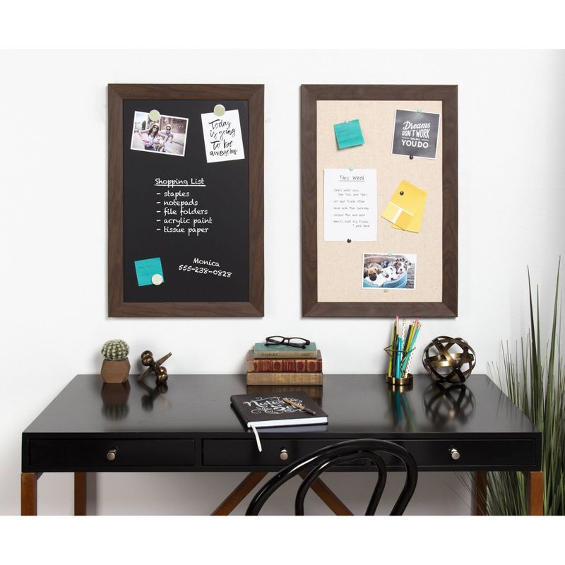 27" x 18" Beatrice Framed Magnetic Chalkboard Walnut Brown - DesignOvation