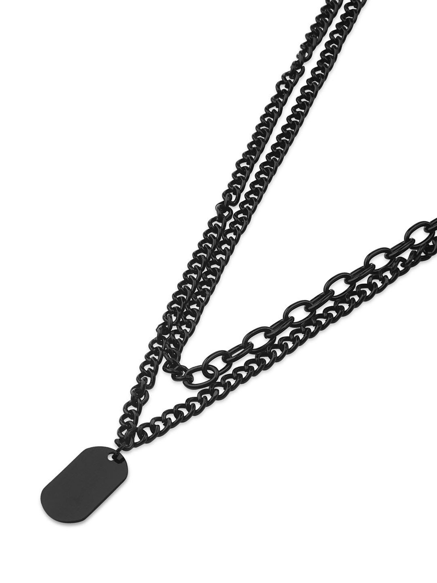 The Bro Code Black Dog Tag Layered Necklace for Men