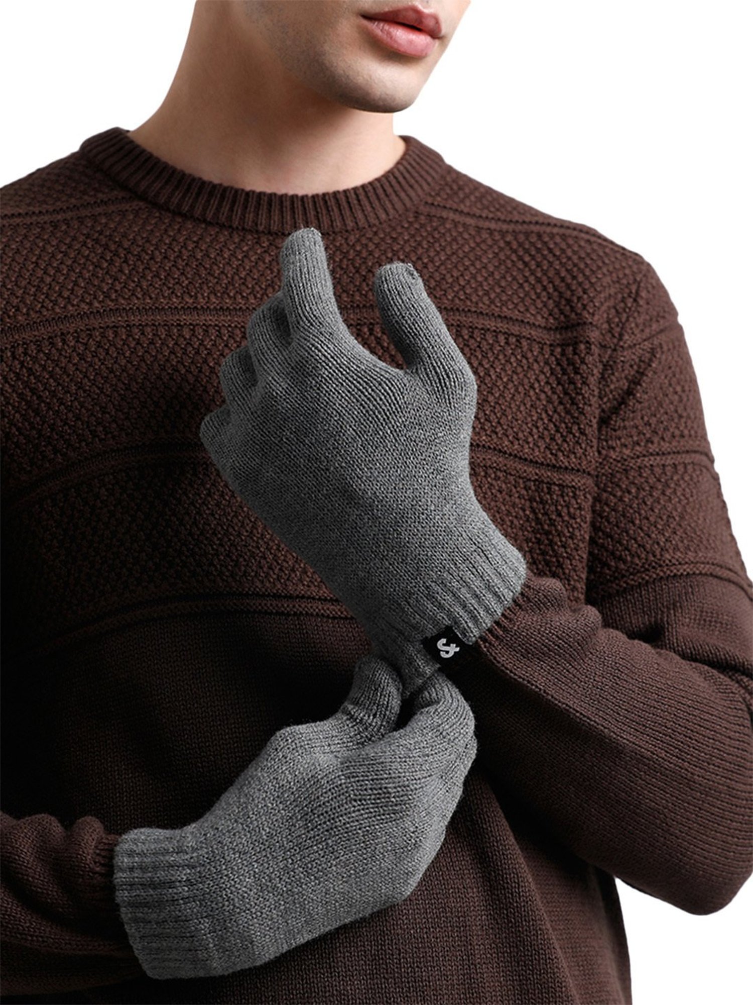 Royal Enfield Black Leather Solid Gloves