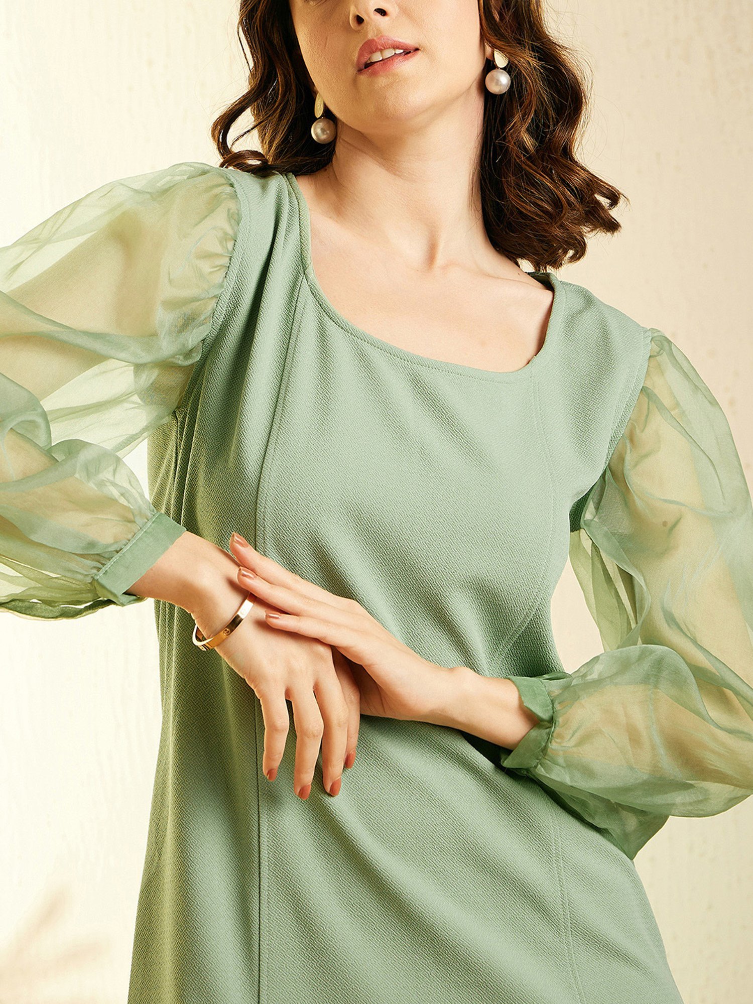 StyleStone Mint Green Regular Fit A Line Dress