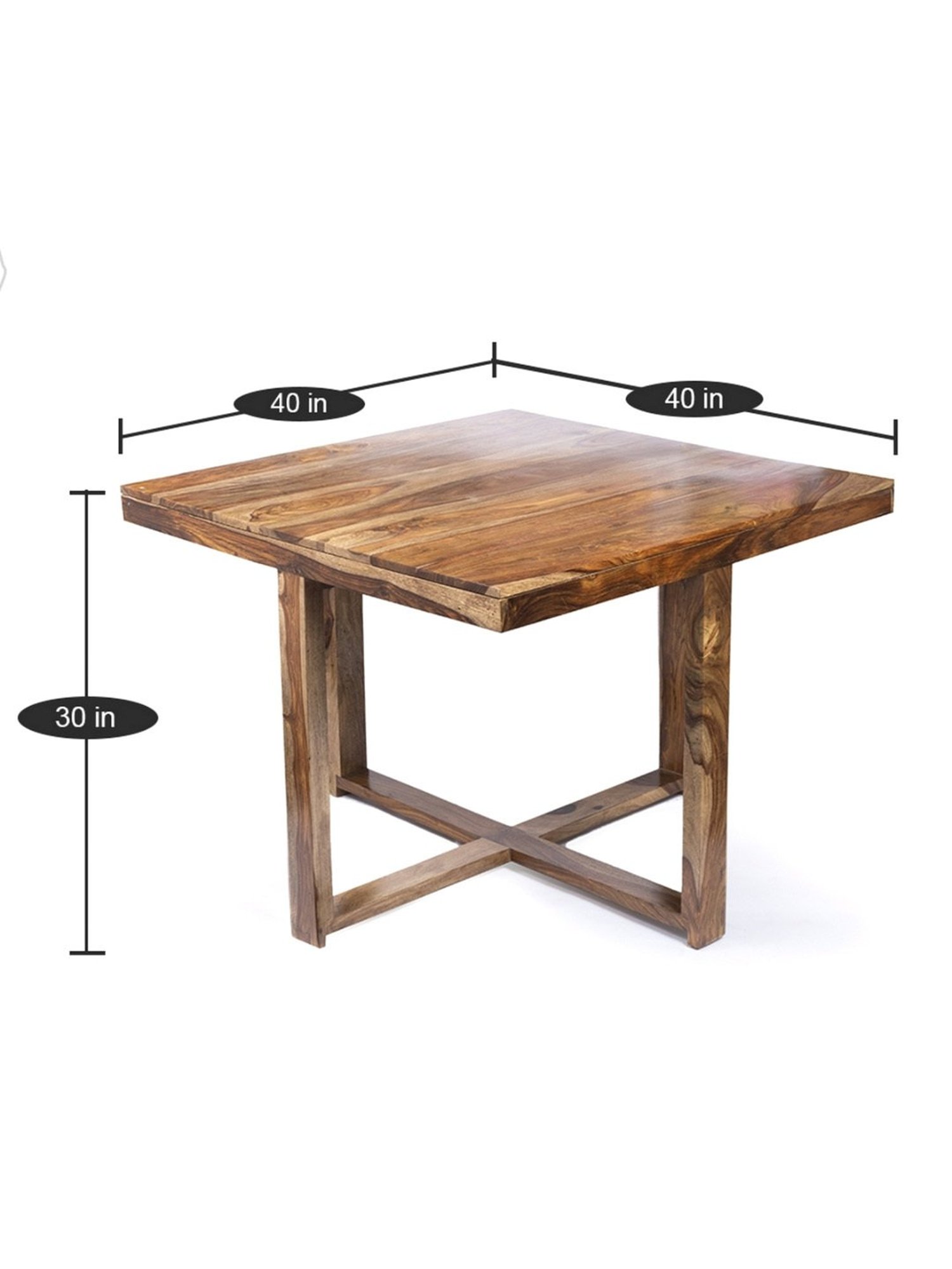 Ikiriya Kingston Printed Brown & Blue Wood 4 Seater Dining Table Set Teak Finish