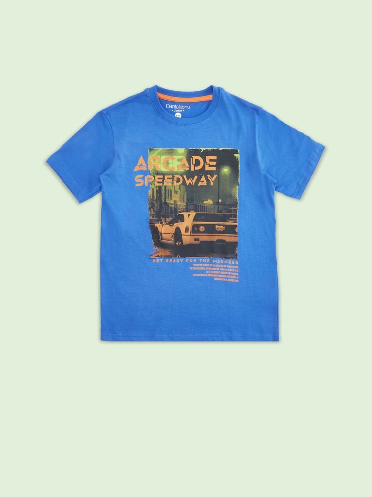 Pantaloons Junior Cobalt Blue Cotton Printed T-Shirt