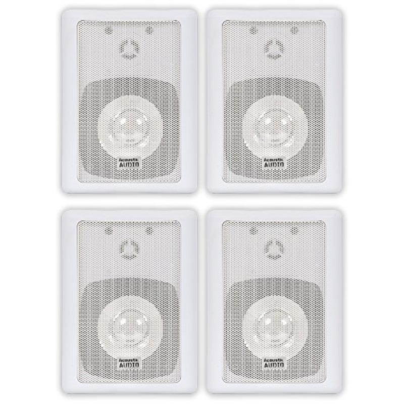 Acoustic Audio 151W Indoor Outdoor 2 Way Speakers 1200 Watt White 2 Pair Pack 151W-2Pr