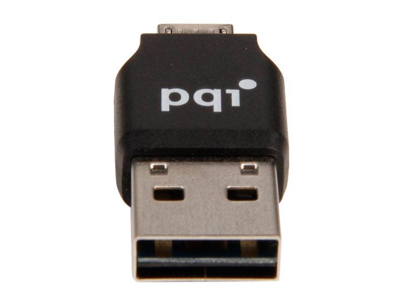PQI RF01-0016R014J Connect 203, OTG USB Drive, Micro SD Card Reader, Black