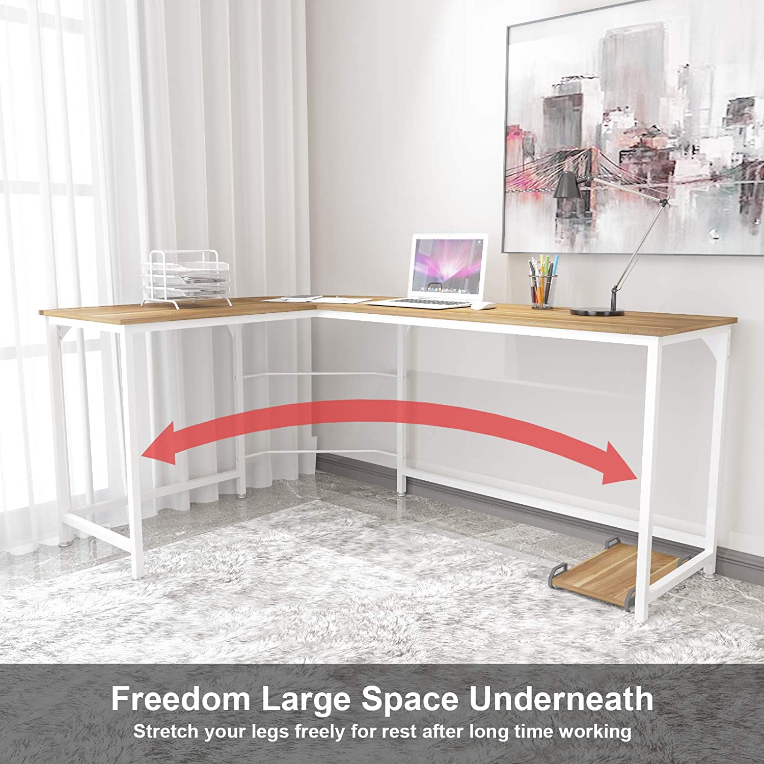 L Shaped Desk Corner Gaming Computer Desks for Home Office PC Workstation Table,Walnut