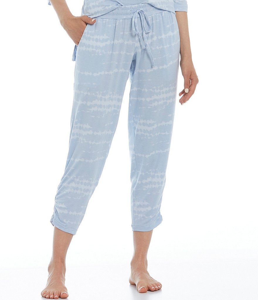 VAN WINKLE & CO. Tie Dye Print Ankle-Length Jersey Knit Sleep Pants