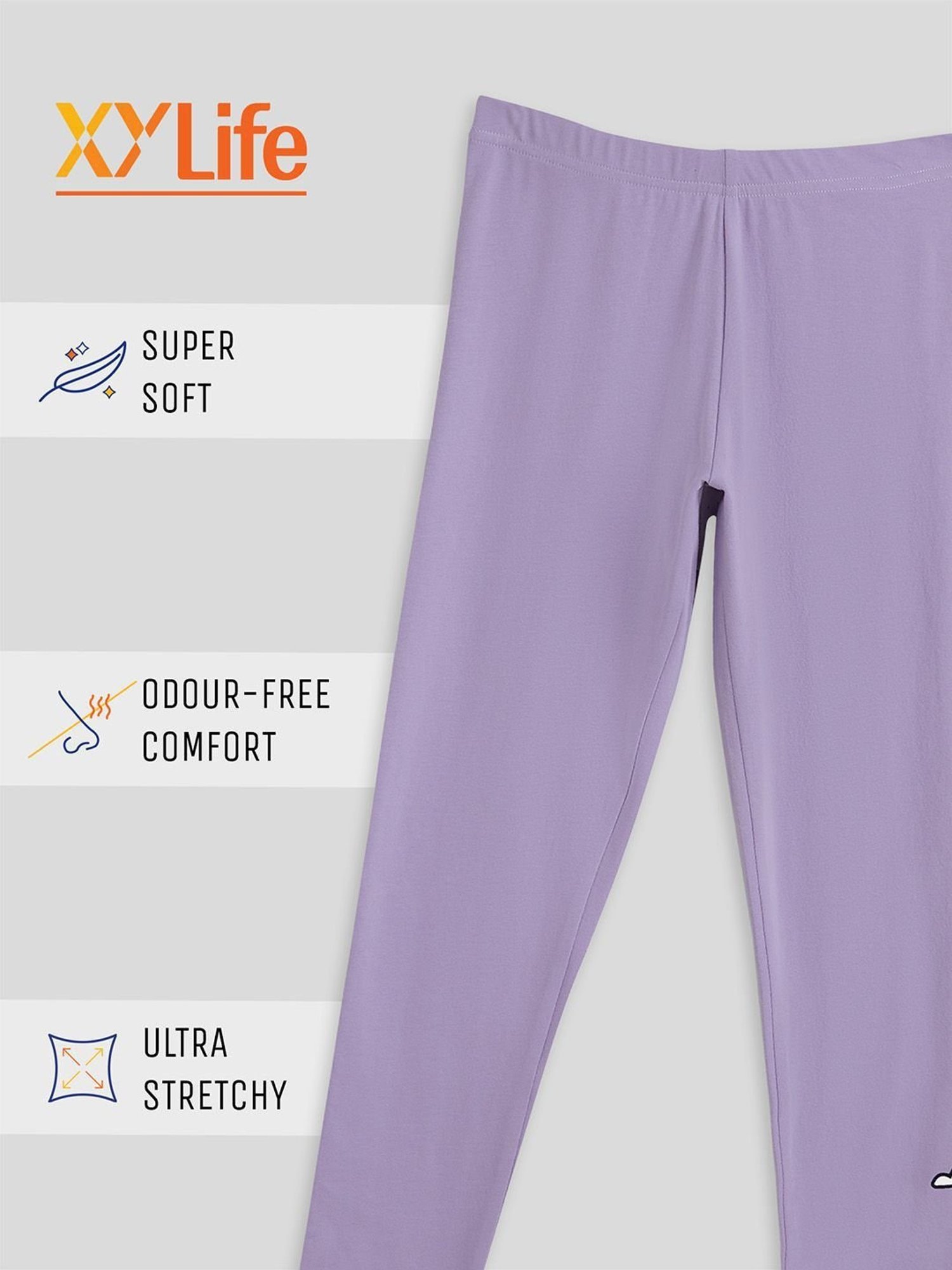 XY Life Kids Purple & Yellow Cotton Printed Leggings