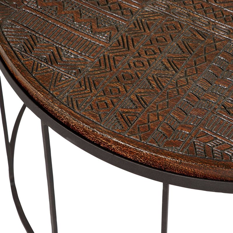 Contemporary Mango Wood and Metal Medium Coffee Table Brown - Venus Williams Collection