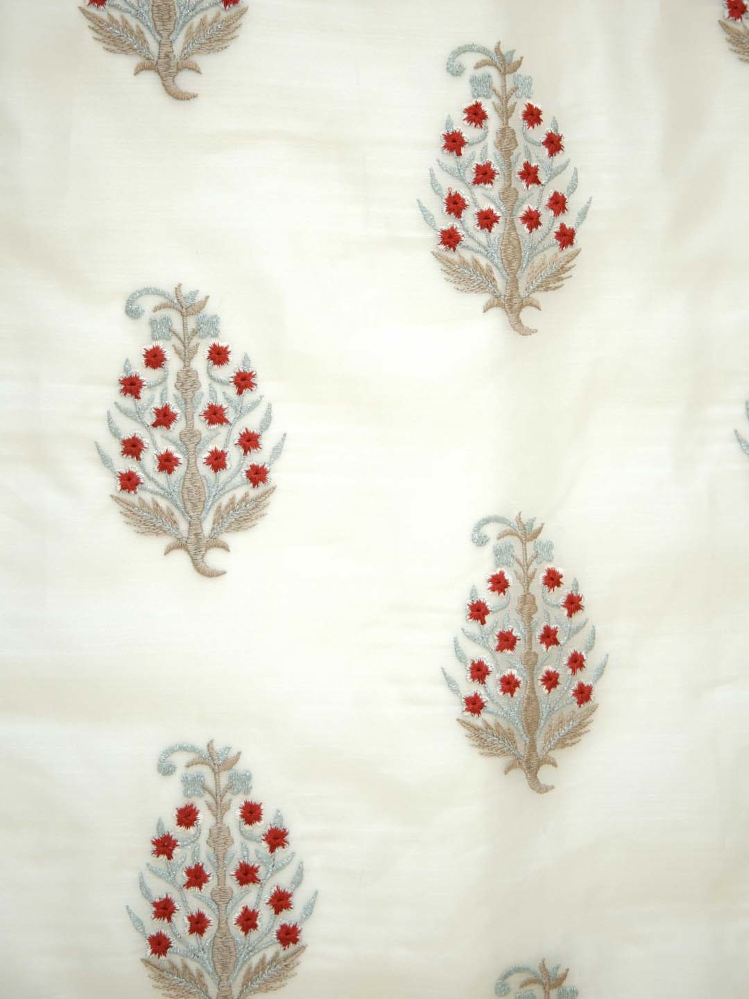 Ariana Siroi with Quince Combo Red & Off-White Polyester 5 Ft. Window Curtain - Set of 3
