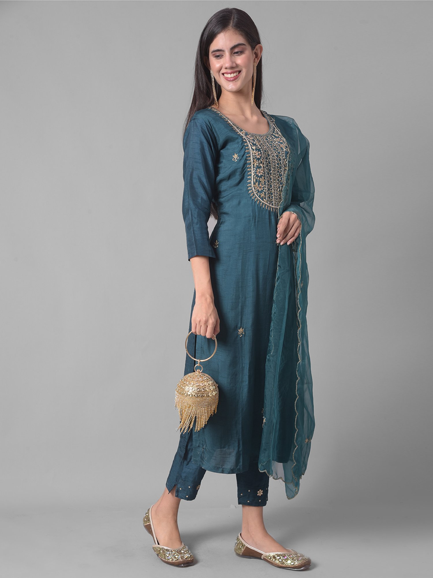 Dollar Missy Blue Embellished Kurta With Pants & Dupatta